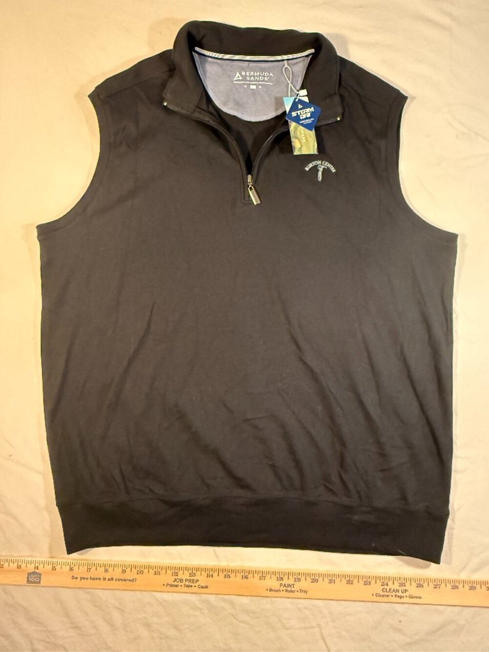Bermuda Sands Storm Dri Golf Vest Men's XL NWT Black Quarter Zip Burton Center